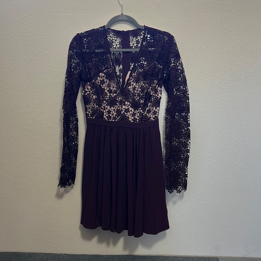 Stylestalker purple long sleeve laced dress